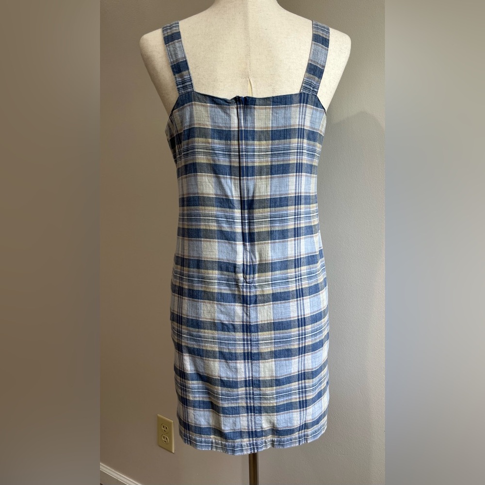 Arizona Jean Co. Sleeveless Pencil Dress Juniors 7 Blue Plaid 90s - Picture 2 of 10